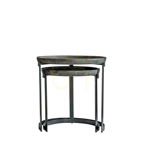 Verifica Set 2 mese mici Gallery Direct Ottawa, lemn mango negru/greywash, fier, 48x50 cm