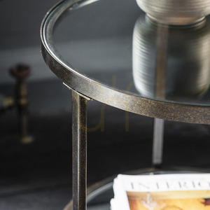 Măsuță laterală Gallery Direct Hudson rotundă bronz sticlă metal 51x51x58 cm small 2