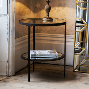 Măsuță laterală Gallery Direct Hudson rotundă bronz sticlă metal 51x51x58 cm small 4