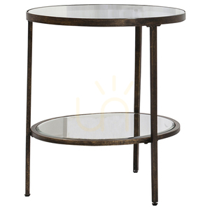 Măsuță laterală Gallery Direct Hudson rotundă bronz sticlă metal 51x51x58 cm small 0