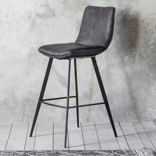 Verifica Taburet de bar Gallery Direct Palmer gri, piele ecologică și metal, înălțime șezut 75 cm, set de 2
