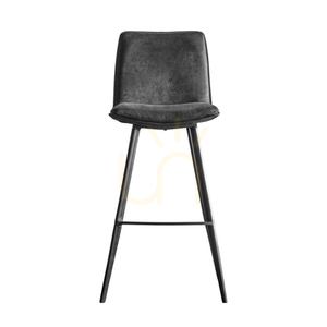 Taburet de bar Gallery Direct Palmer gri, piele ecologică și metal, înălțime șezut 75 cm, set de 2 small 0