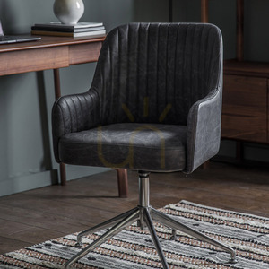 Fotoliu rotativ birou Gallery Direct Curie Antique Ebony piele argintiu 5059413396281 small 1