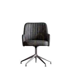 Fotoliu rotativ birou Gallery Direct Curie Antique Ebony piele argintiu 5059413396281 small 0