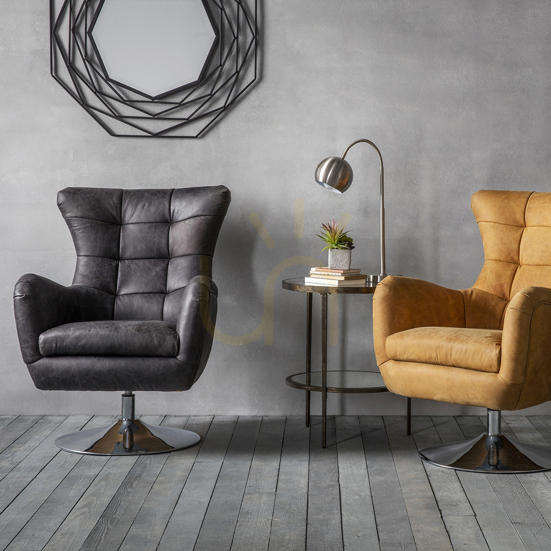 Afişa Fotoliu pivotant Gallery Direct Bristol piele Antique Ebony 70x81x95 cm Fotoliu pivotant Gallery Direct Bristol piele Antique Ebony 70x81x95 cm