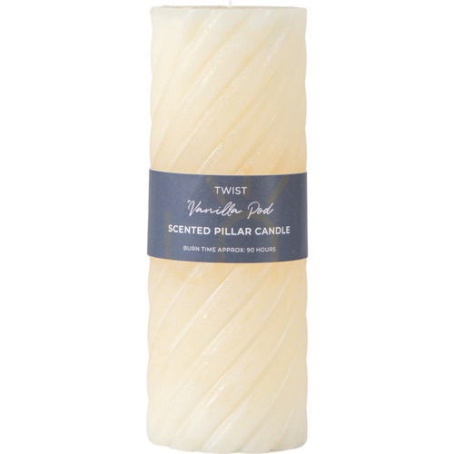 Verifica Lumânare cilindrică Gallery Direct Twist cu parfum de vanilie, fildeș, 7,5 × 20 cm, set de 2