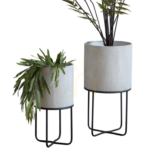 Verifica Set 2 ghivece metalice Eda albe cu suport Gallery Direct 30x58 cm 5059413675843