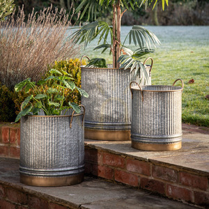 Set 3 ghivece Gallery Direct Sylvie metal galvanizat gri auriu 48x48x51 cm small 1