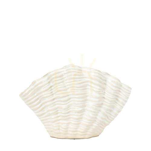Verifica Vază scoică Gallery Direct albă din gresie 23,5x10x15,5 cm 5059413869006