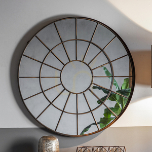 Oglindă rotundă de perete Gallery Direct Battersea bronz metal bare industrial 100,5 cm small 1