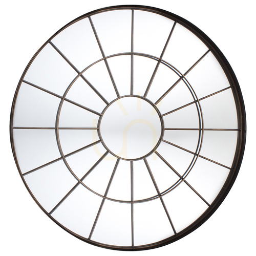 Verifica Oglindă rotundă de perete Gallery Direct Battersea bronz metal bare industrial 100,5 cm