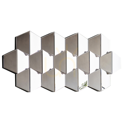 Verifica Oglindă perete hexagonală fațetată argintie Gallery Direct Carina 110x50 cm 5055999255752