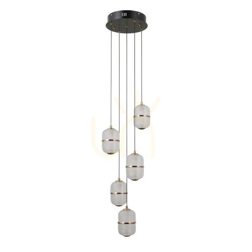 Verifica Pendul LED Italux Alani cu 5 surse, negru-auriu PND-34375-5-BK