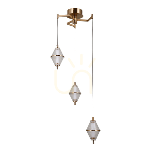 Verifica Pendul Italux Gold Fuente LED 3 puncte, auriu, 48 cm, PND-34395-3-HBR