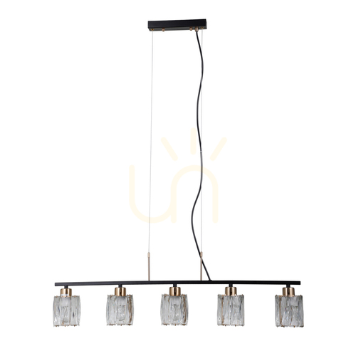 Verifica Pendul Italux Simona 5xE14 negru cristal transparent PND-40814-5-BK-HBR