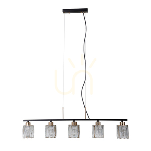 Pendul Italux Simona 5xE14 negru cristal transparent PND-40814-5-BK-HBR small 0