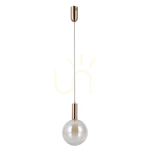 Verifica Lustră suspendată STRELA glob 20 cm sticlă chihlimbar LED 5 W 3000 K auriu Italux PND-34378-1M-HBR