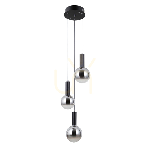 Verifica Pendul Italux Strela LED 3x15W negru sticlă 33 cm PND-34378-3S-BK