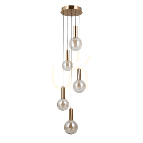 Verifica Pendul LED Italux Strela 5x25W 3000K auriu sticlă 35 cm PND-34378-5S-HBR