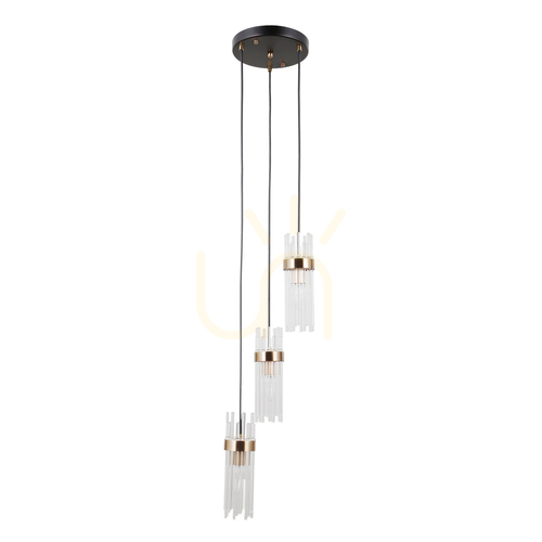 Verifica Pendul Italux Taraso 3xE14 negru auriu sticlă transparentă PND-40760-3-BK-HBR