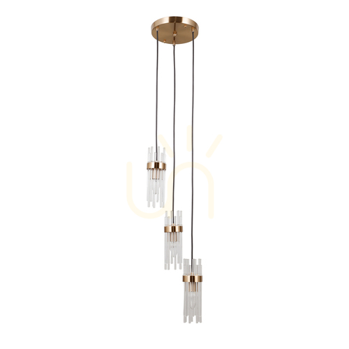 Verifica Pendul Italux Gold Taraso 3xE14 sticlă transparentă auriu PND-40760-3-HBR