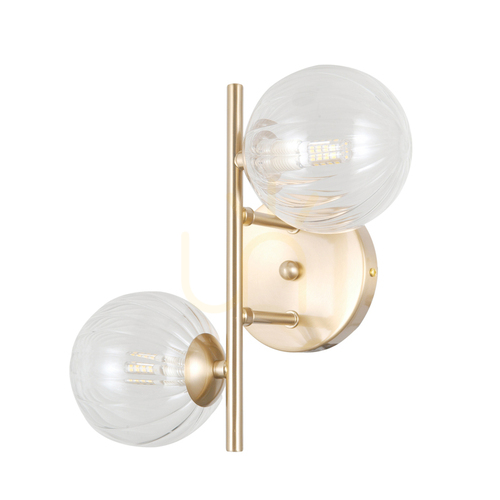 Verifica Lampă de perete Italux Toledo Gold G9 2 becuri, sticlă transparentă WL-40717-2-HBR