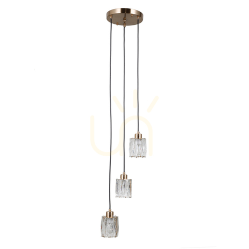 Verifica Pendul Italux Gold Torno E14 3x40W 27 cm Sticlă Transparentă PND-40813-3R-HBR