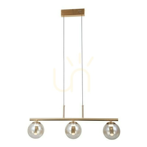 Verifica Lampă suspendată LED Italux Velada, aurie, sticlă chihlimbar, 3 puncte de lumină PND-34381-3-HBR