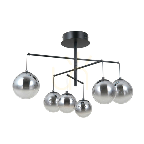 Verifica Lampă suspendată Italux Velada LED 6 puncte neagră sticlă 74 cm PND-34381-6-BK