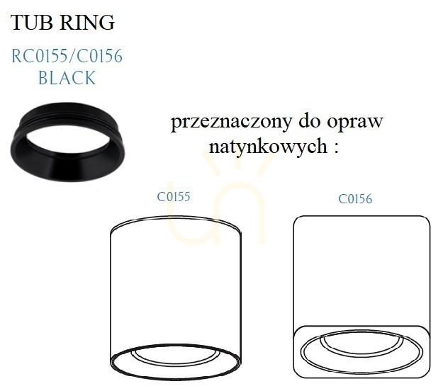 Inel decorativ plafon Max Light TUB aluminiu negru RC0155/C0156 BLACK