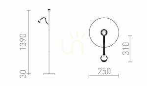 Bază de lampadar Rendl PAMPA R14498 neagră, braț pentru citit, 2×E27 small 7