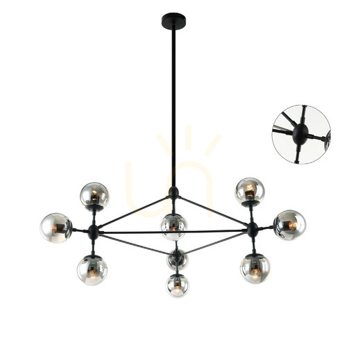 Verifica Lampă suspendată Bao Open Design Highlights negru smoky metal sticlă 10xE27 1500 mm