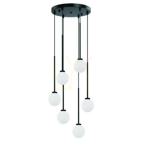 Verifica Lampă suspendată Ota VI Open Design Highlights alb opal negru mat metal sticlă 6xG9 350 mm