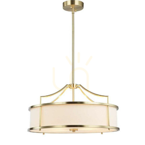 Verifica Lampă suspendată Stanza Open Design Highlights aur satinat alb 4 becuri E27 metal sticlă țesătură