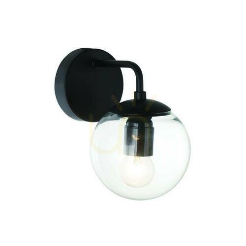 Verifica Lampă de perete Bao Negru Transparent Metal Sticlă E27 Open Design Highlights