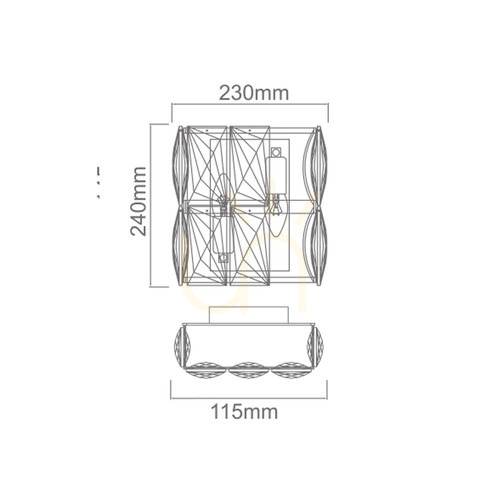 Verifica Lampă de perete Intero Gold Cristal Metal E14 2 becuri 240x230 mm Open Design Highlights