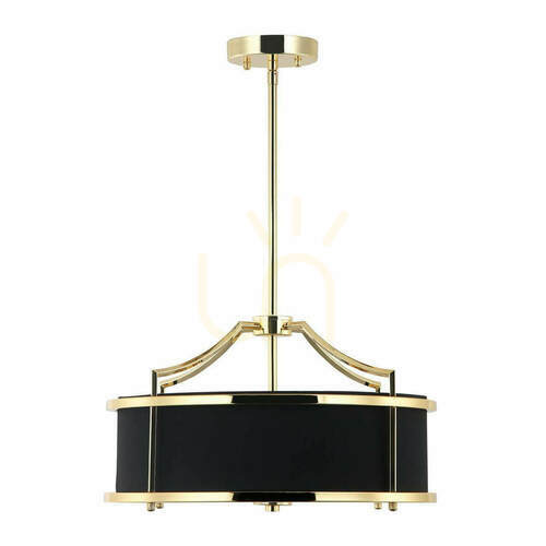 Verifica Pendul Open Design Highlights Stanza alb negru auriu 3 becuri E27 metal sticlă țesătură