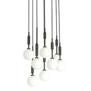 Lampă suspendată Ero VIII Open Design Highlights negru alb opal metal sticlă G9 8 becuri small 1