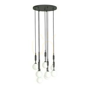 Lampă suspendată Ero VIII Open Design Highlights negru alb opal metal sticlă G9 8 becuri small 3