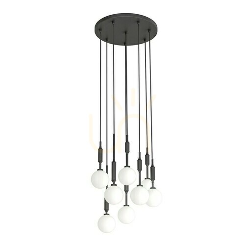 Verifica Lampă suspendată Ero VIII Open Design Highlights negru alb opal metal sticlă G9 8 becuri