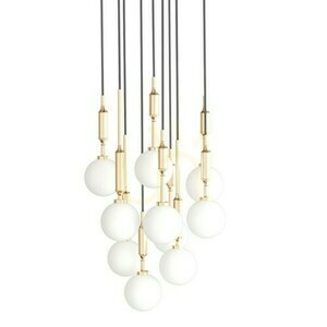 Lampă suspendată Ero Gold 40, metal și sticlă, alb/negru, G9, 10 becuri small 1