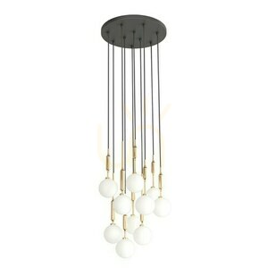 Lampă suspendată Ero Gold 40, metal și sticlă, alb/negru, G9, 10 becuri small 2