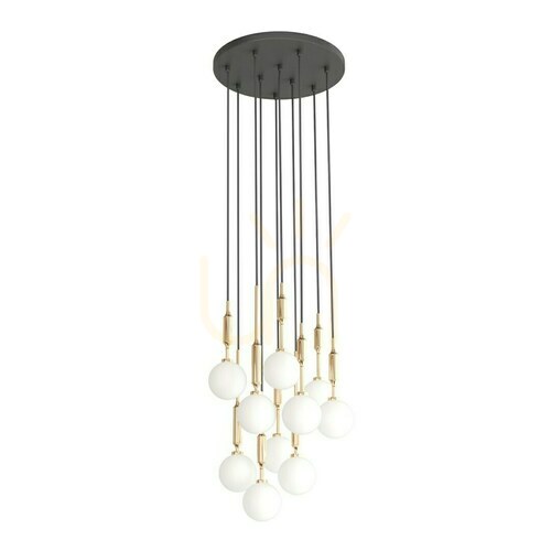 Verifica Lampă suspendată Ero Gold 40, metal și sticlă, alb/negru, G9, 10 becuri