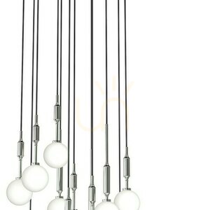 Lampă suspendată Ero XII 60 cm crom alb opal, 12 becuri G9, Open Design Highlights small 3