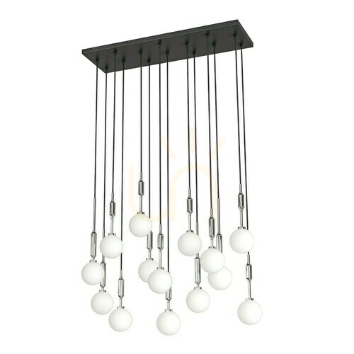 Verifica Lampă suspendată Ero XIV Crom 80x25 cm metal sticlă alb opal G9 Open Design Highlights