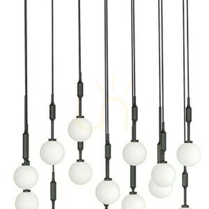 Lampă suspendată Ero XIV Nero 80x25 cm negru opal alb metal sticlă Open Design Highlights small 2