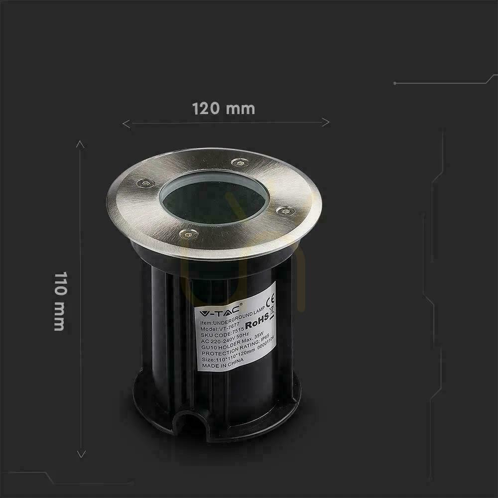 Verifica Grădină montat la sol rotund rotund oțel periat GU10 IP65 V-TAC VT-7677. Grădină montat la sol rotund rotund oțel periat GU10 IP65 V-TAC VT-7677.