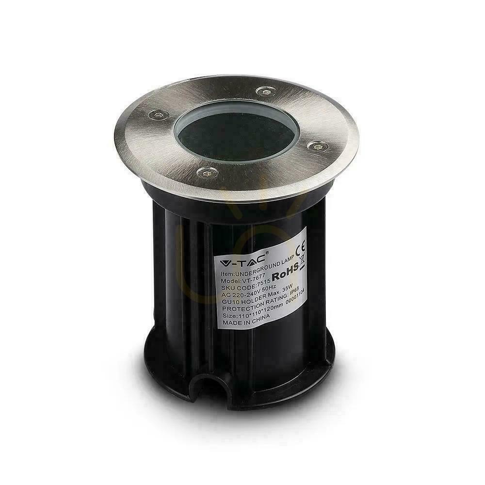 Verifica Grădină montat la sol rotund rotund oțel periat GU10 IP65 V-TAC VT-7677. Grădină montat la sol rotund rotund oțel periat GU10 IP65 V-TAC VT-7677.