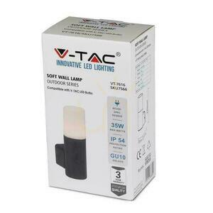 V-TAC GU10 Garden Luminaire GU10 Round Aluminum Wall lamp Black 121x80x250mm IP54 VT-7616 3 ani garanție small 2