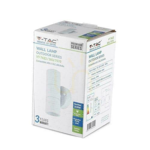 Verifica Lampă de perete pentru grădină V-TAC GU10 Alb MAT IP44 Sus Jos VT-7622